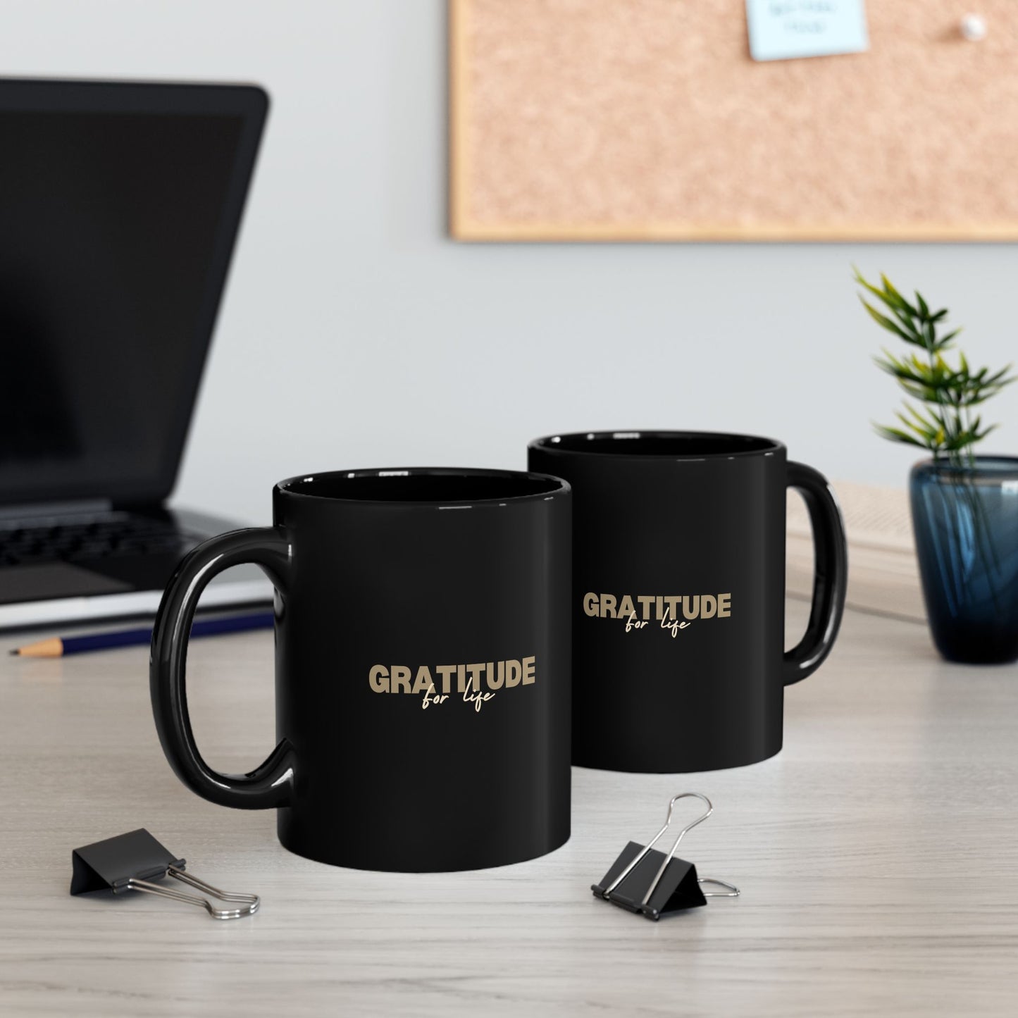 "GRATITUDE FOR LIFE" Black Mug (11oz, 15oz)