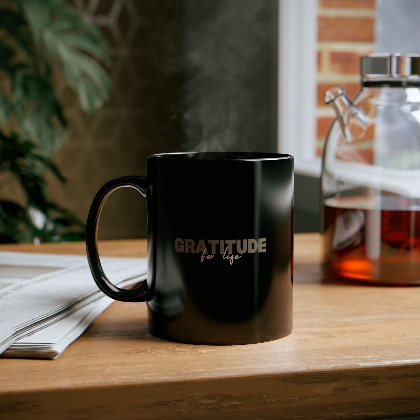 "GRATITUDE FOR LIFE" Black Mug (11oz, 15oz)