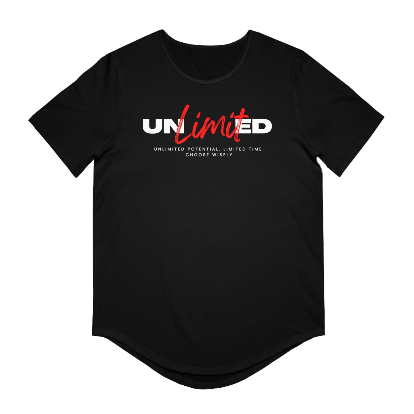 "UNLIMITED POTENTIAL" Curved Hem Tee