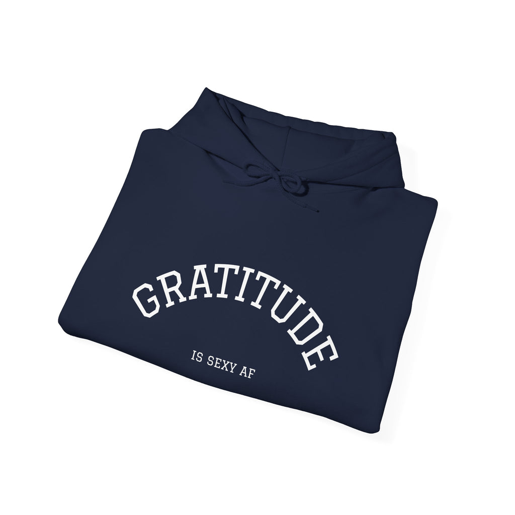 Gratitude New Day Hoodie — "Gratitude" Front, "New Day" Back Inspirational Hoodie