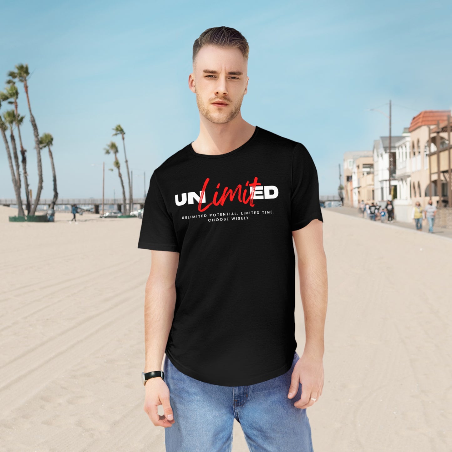 "UNLIMITED POTENTIAL" Curved Hem Tee