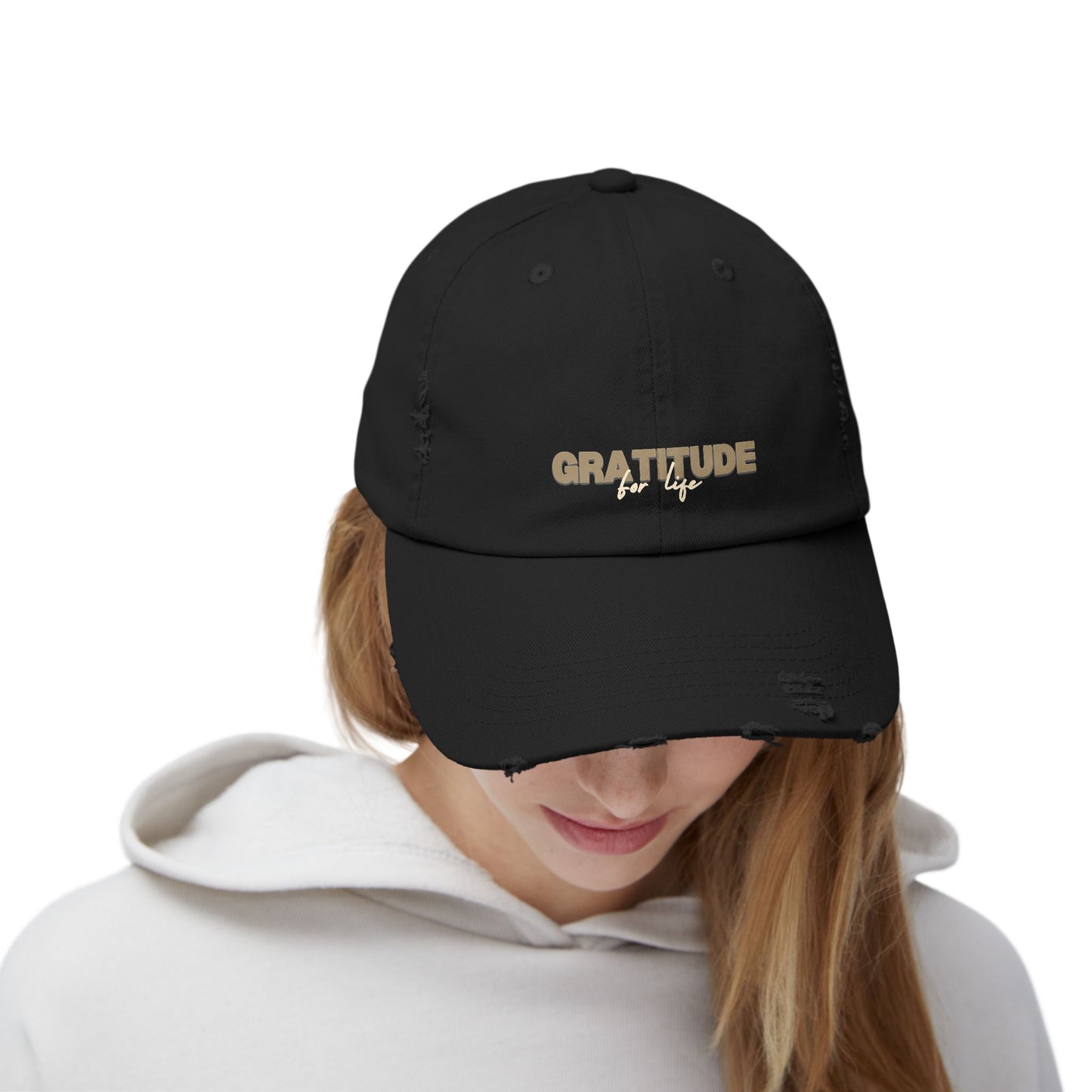 "GRATITUDE FOR LIFE" Distressed Cap