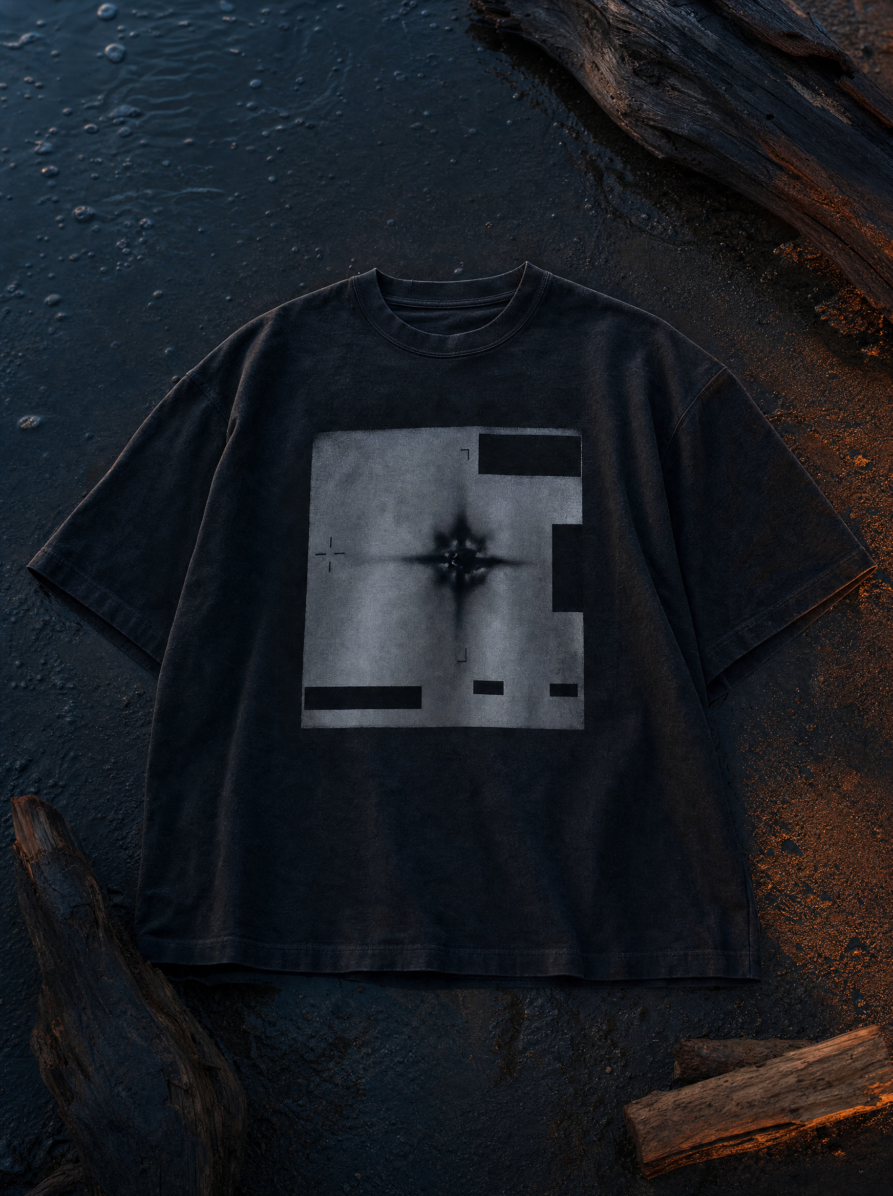 UFO Disclosure Tee Radar Edition - flat lay on beach sand at twilight